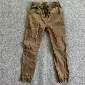 Jinx Jogger Pants Mens 32x30 Brown Stretch Elastic Waist Cuffed Tapered